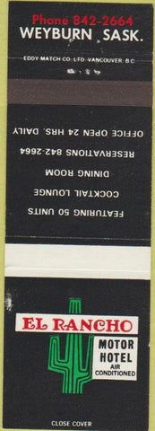 Matchbook Cover - El Rancho Motor Hotel Weyburn SK cactus