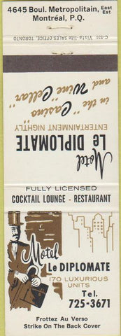 Matchbook Cover - Motel Le Diplomate Monteral QC