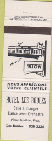 Matchbook Cover - Hotel Les Boules QC