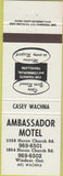 Matchbook Cover - Ambassador Motel Windsor ON