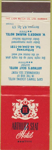 Matchbook Cover - Arthur's Seat Hotel Cape Town South Africa