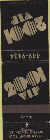 Matchbook Cover - 2001 VIP Restaurant Myrtle Beach SC