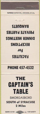 Matchbook Cover - Captain's Table Smorgasbord Syracuse NO STATE
