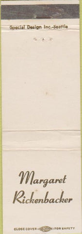 Matchbook Cover - Margaret Rickenbacker Auburn WA Surgical Appliances