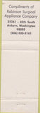 Matchbook Cover - Margaret Rickenbacker Auburn WA Surgical Appliances