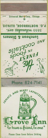 Matchbook Cover - Grove Inn Northbrook IL WEAR