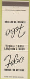 Matchbook Cover - Febo Famous for Nothing Chicago IL