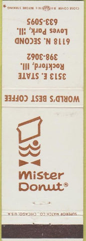 Matchbook Cover - Mister Donut Loves Park IL Rockford
