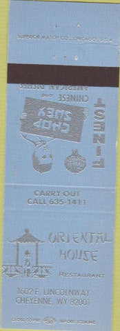 Matchbook Cover - Oriental House Cheyenne WY blue