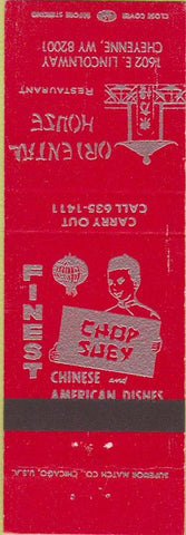 Matchbook Cover - Oriental House Cheyenne WY red