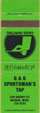 Matchbook Cover - G and G Sportsman's Tap Neenah WI