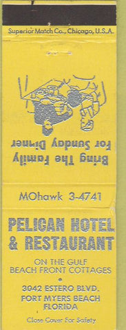 Matchbook Cover - Pelican Hotel Restaurant Fort Myers Beach FL