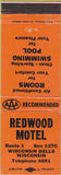 Matchbook Cover - Redwood Motel Wisconsin Dells WI