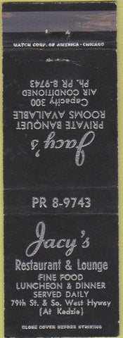 Matchbook Cover - Jacy's Restaurant Lounge Chicago IL