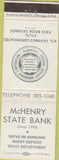 Matchbook Cover - McHenry State Bank IL