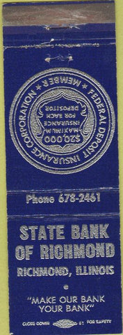 Matchbook Cover - State Bank of Richmond IL WEAR