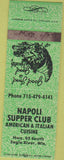 Matchbook Cover - Napoli Supper Club Italian Eagle River WI green