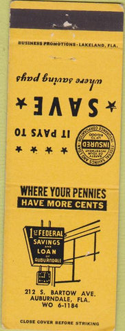 Matchbook Cover - 1st Federal Savings Loan Auburndale FL