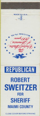 Matchbook Cover - Robert Sweitzer Sheriff Miami County OH