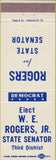 Matchbook Cover - WE Rogers Jr State Senator KY?