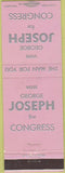 Matchbook Cover - George Joseph Congress election