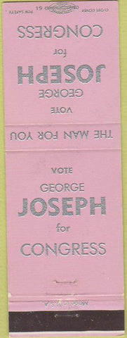 Matchbook Cover - George Joseph Congress election