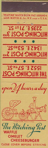 Matchbook Cover - The Hitching Post New York City Feature hamburgers