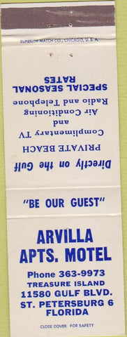Matchbook Cover - Arvilla Apartments Motel St Petersburg FL