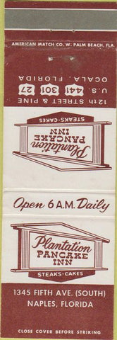 Matchbook Cover - Plantation Pancake Inn Naples FL