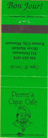 Matchbook Cover - Pierre's Cajun Cafe Kansas City MO