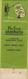 Matchbook Cover - Andersens Pea Soup Restaurant Buellton Santa Maria Salinas CA