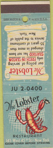 Matchbook Cover - The Lobster Restaurant New York City