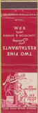 Matchbook Cover - Miller's Restaurants New York City