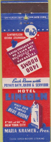 Matchbook Cover - Hotel Lincoln New York City