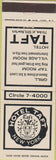 Matchbook Cover - Hotel Taft New York City