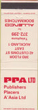 Matchbook Cover - Publishers Placers Auckland New Zealand