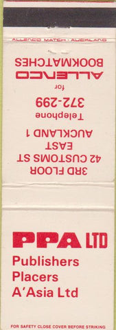 Matchbook Cover - Publishers Placers Auckland New Zealand