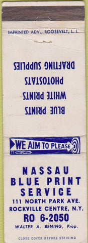 Matchbook Cover - Nassau Blue Print Service Rockville Centre NY
