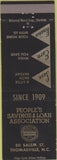 Matchbook Cover - People's Savings Loan Thomasville NC