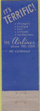 Matchbook Cover - The Airliner Show Lounge Chicago IL Feature WORN