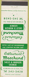 Matchbook Cover - Restaurant Marchand Lac Saint Jean QC