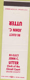 Matchbook Cover - John Utter Circuit Clerk Saline County Harrisburg IL