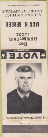 Matchbook Cover - John H Berger Judge election OH WEAR