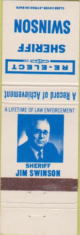Matchbook Cover - Sheriff Jim Swinson election