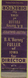 Matchbook Cover - BA Barney Fuller IA Director election Iowa