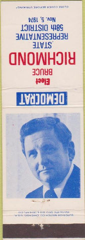 Matchbook Cover - Bruce Richmond State Rep 1974 Murphysboro IL
