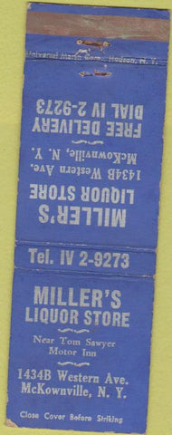 Matchbook Cover - Miller's Liquor Store McKownville NY WEAR