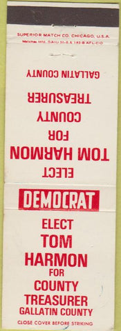 Matchbook Cover - Tom Harmon Gallatin County Treasurer Bozeman MT