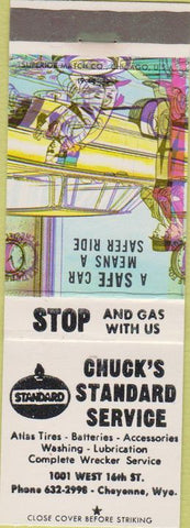 Matchbook Cover - Chuck's Standard oil gas Cheyenne WY Atlas Tires