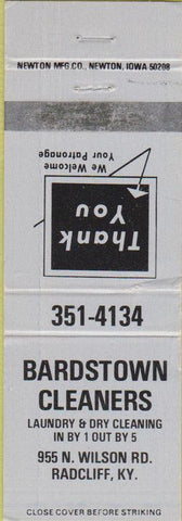 Matchbook Cover - Bardstown Cleaners Radcliff KY blue WORN